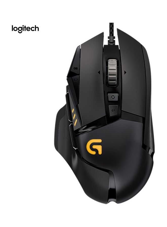 Logitech G502 Adaptive Gaming Mouse Wired RGB Tunable Weights 12,000 DPI 11 Programmable Buttons Black - Image 1