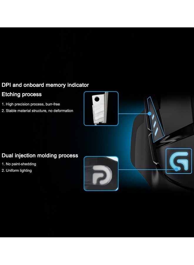 Logitech G502 Adaptive Gaming Mouse Wired RGB Tunable Weights 12,000 DPI 11 Programmable Buttons Black - Image 3