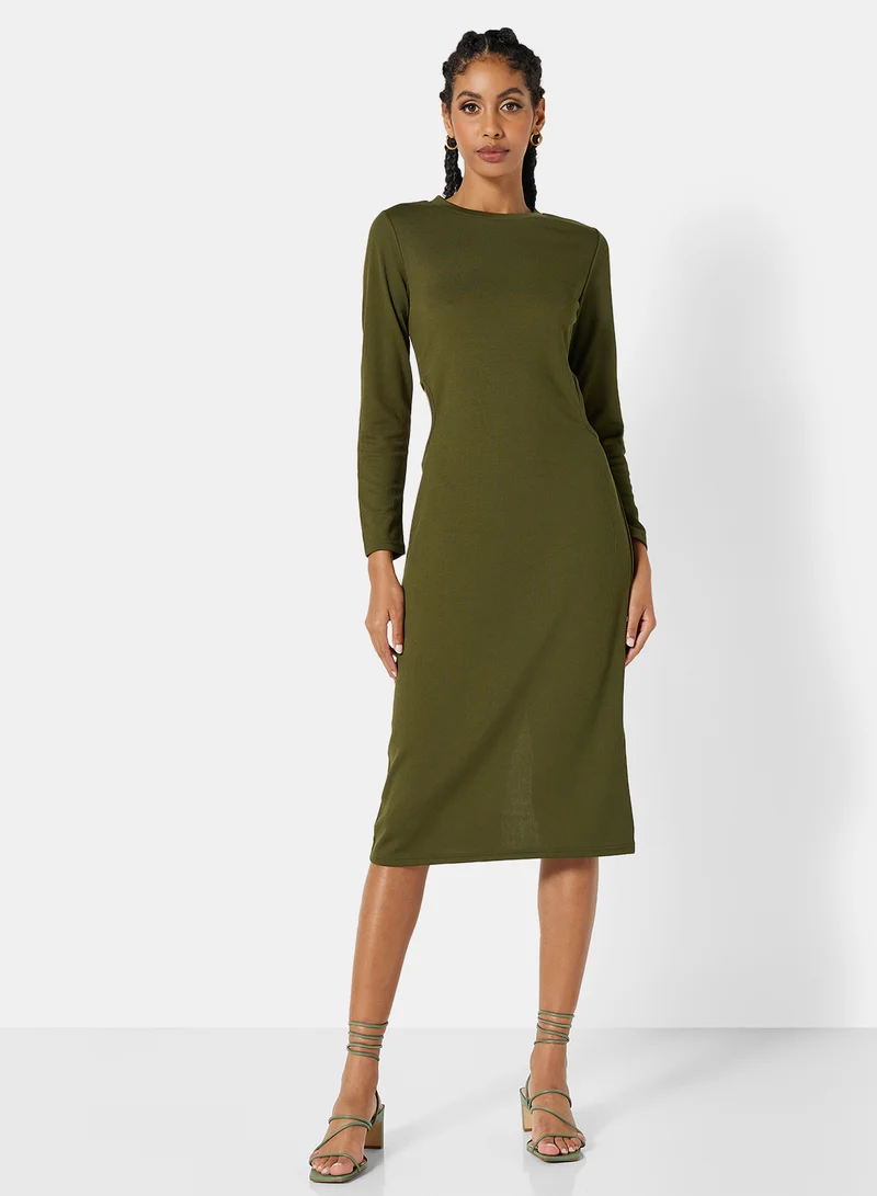 ستايلست بارك Ribbed Cut Out Midi Dress