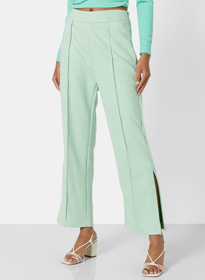 STYLISTPARK - Dart High Waist Flared Pants Green - Image 1