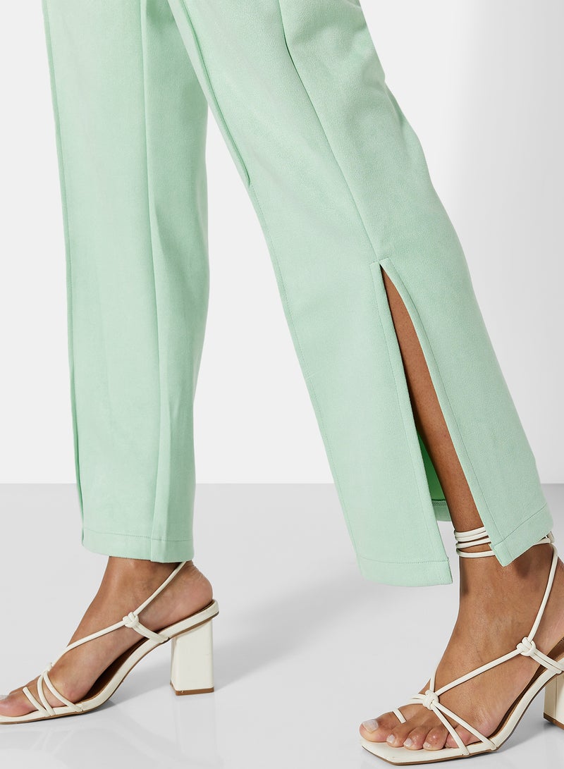STYLISTPARK - Dart High Waist Flared Pants Green - Image 1