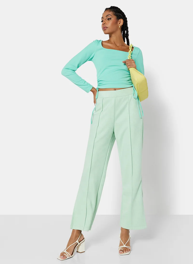 STYLISTPARK Ruched Square Neck T-Shirt Green