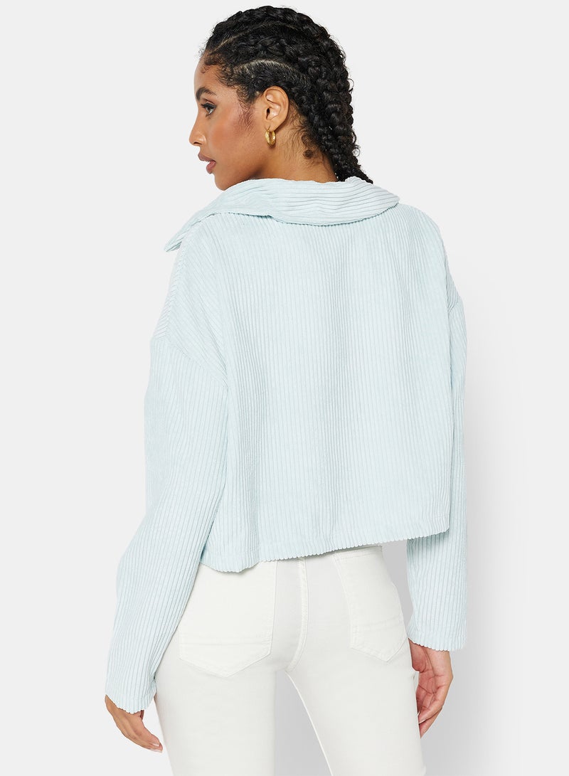 STYLISTPARK - Corduroy Oversized Crop Top Baby Blue - Image 1