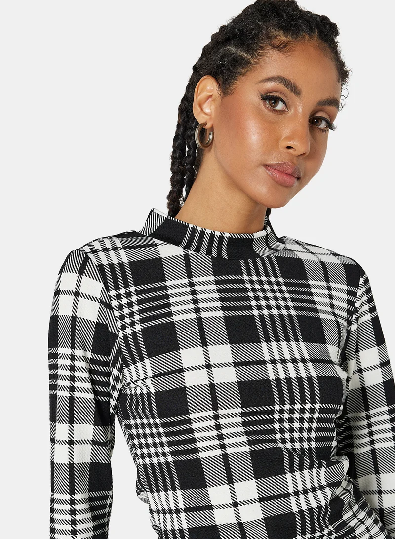 ستايلست بارك Plaid Long Sleeve Top Black/White