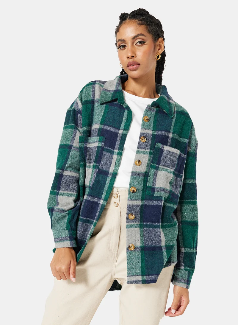 STYLISTPARK Checkered Relaxed Overcoat Multicolour