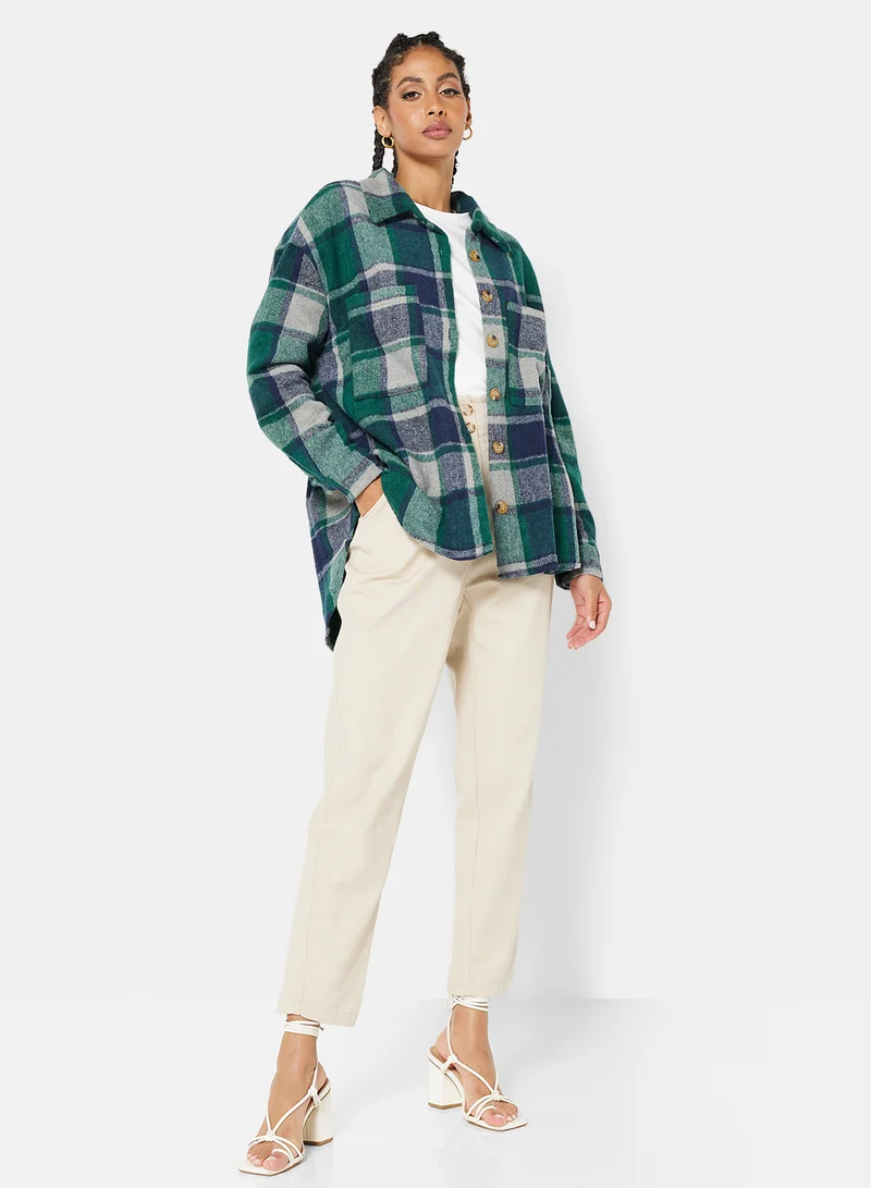 STYLISTPARK Checkered Relaxed Overcoat Multicolour