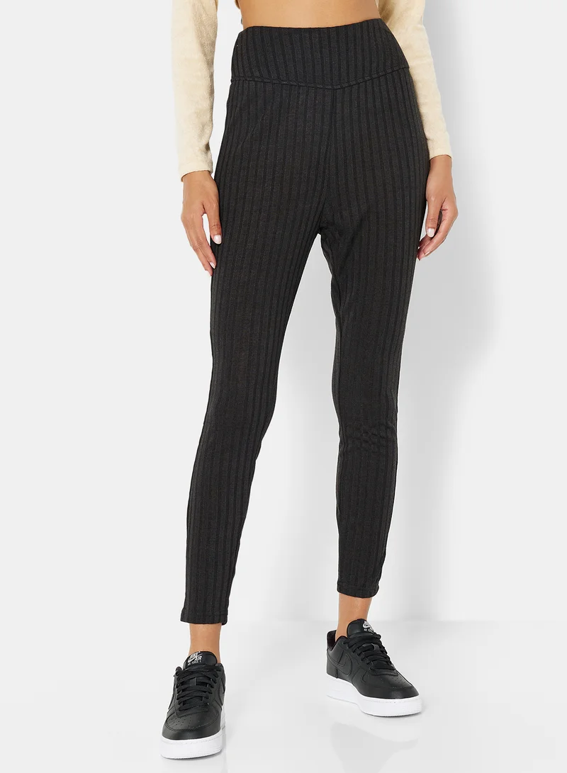 ستايلست بارك Essential Ribbed High Waist Leggings Black