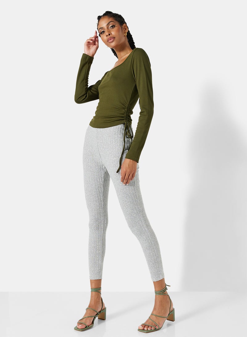 STYLISTPARK - Essential Ribbed High Waist Leggings Grey - Image 1
