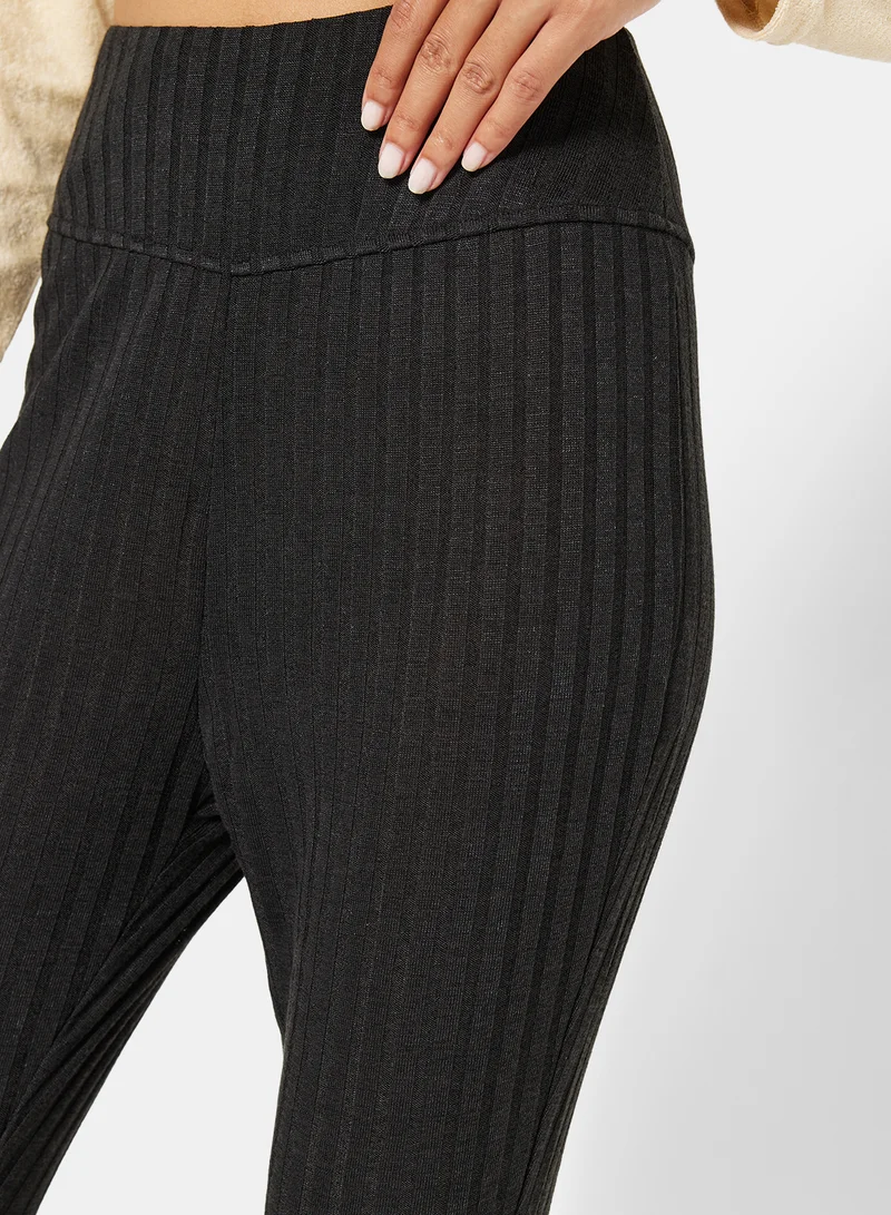 ستايلست بارك Essential Ribbed High Waist Leggings Black