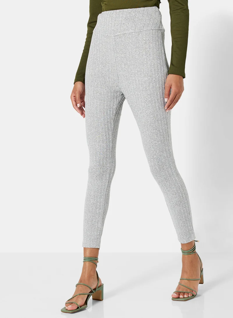 STYLISTPARK Essential Ribbed High Waist Leggings Grey