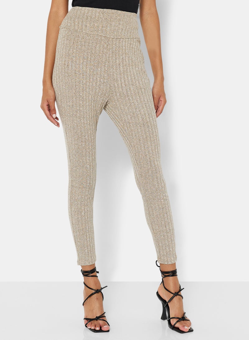 STYLISTPARK - Essential Ribbed High Waist Leggings Khaki - Image 1