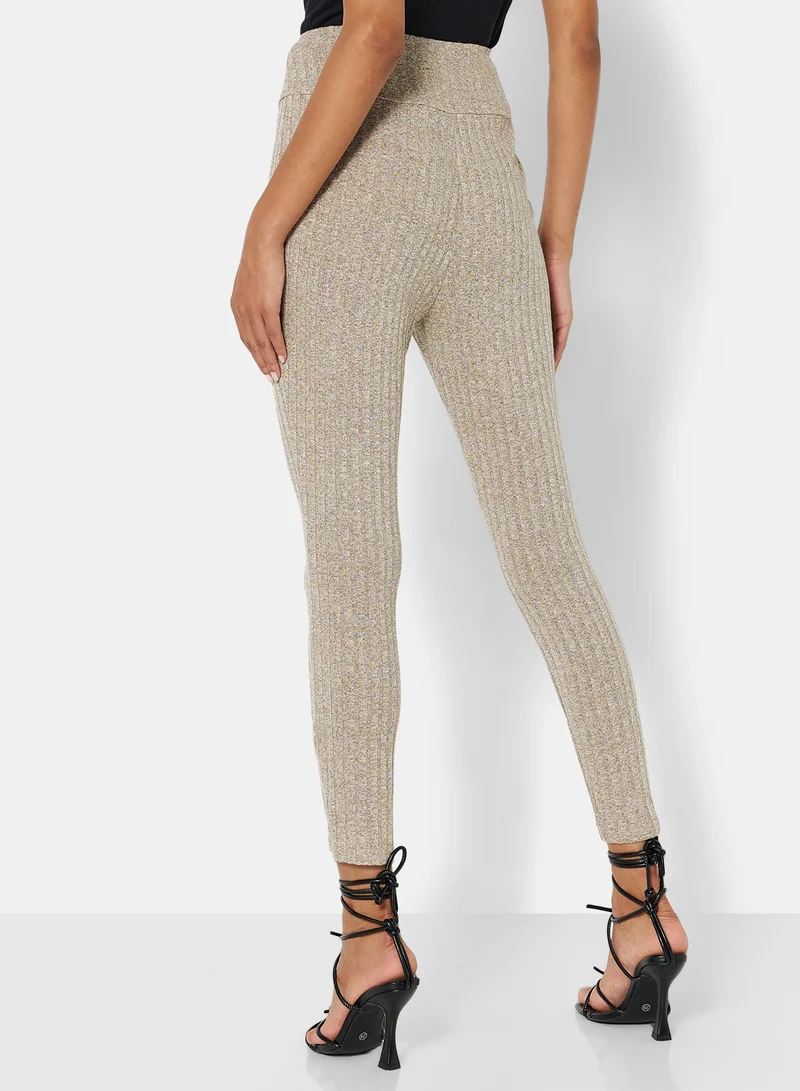 STYLISTPARK Essential Ribbed High Waist Leggings Khaki
