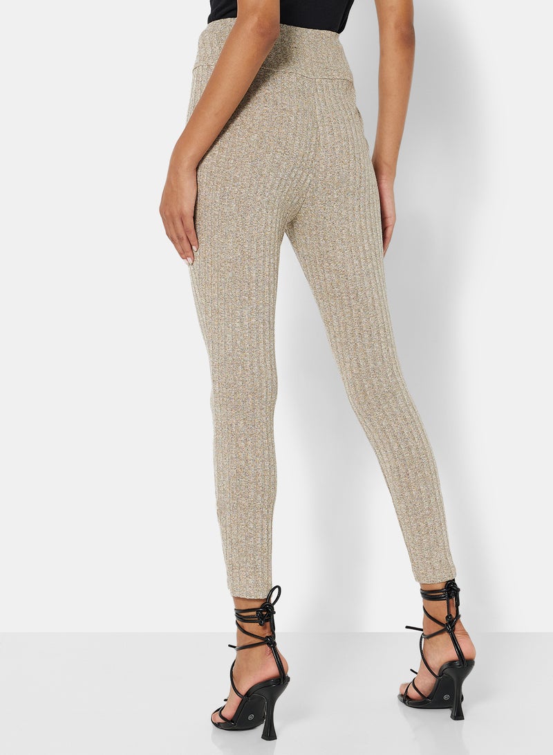 STYLISTPARK - Essential Ribbed High Waist Leggings Khaki - Image 1