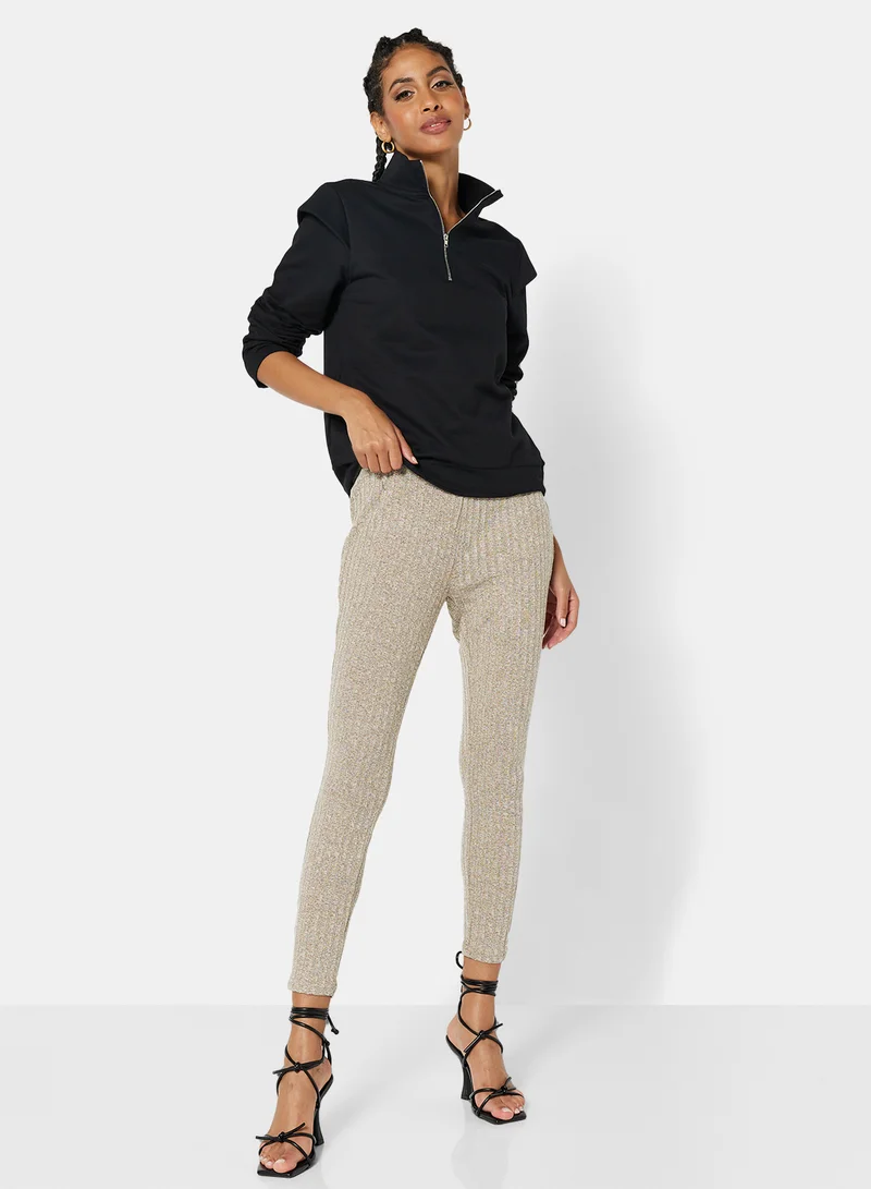 STYLISTPARK Essential Ribbed High Waist Leggings Khaki
