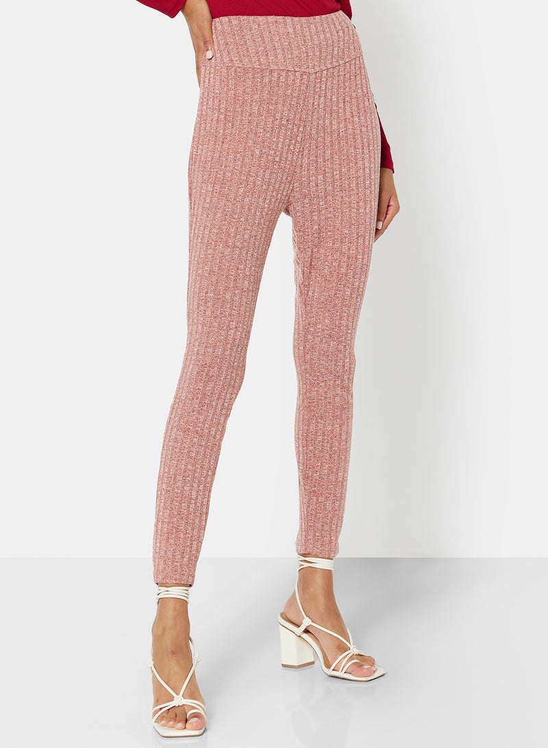 STYLISTPARK - Essential Ribbed High Waist Leggings Red - Image 1