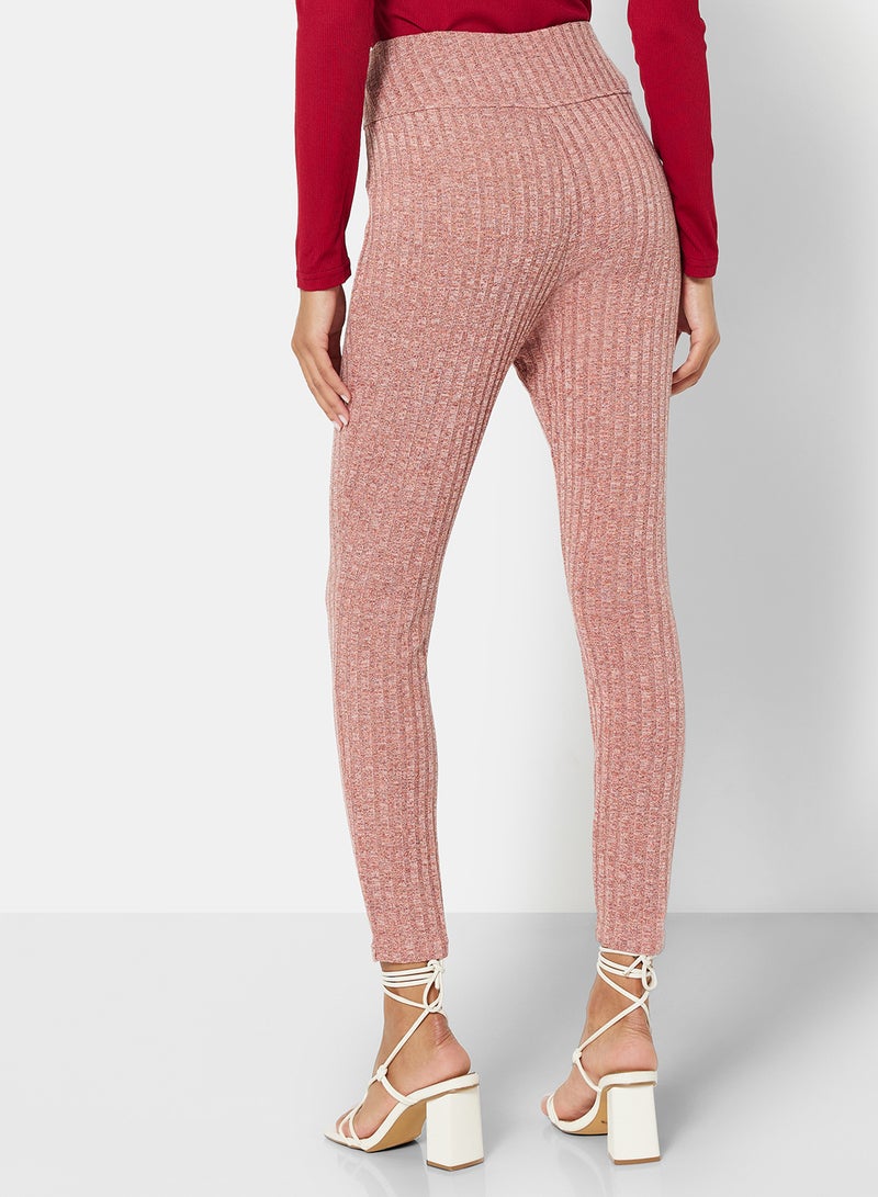 STYLISTPARK - Essential Ribbed High Waist Leggings Red - Image 1