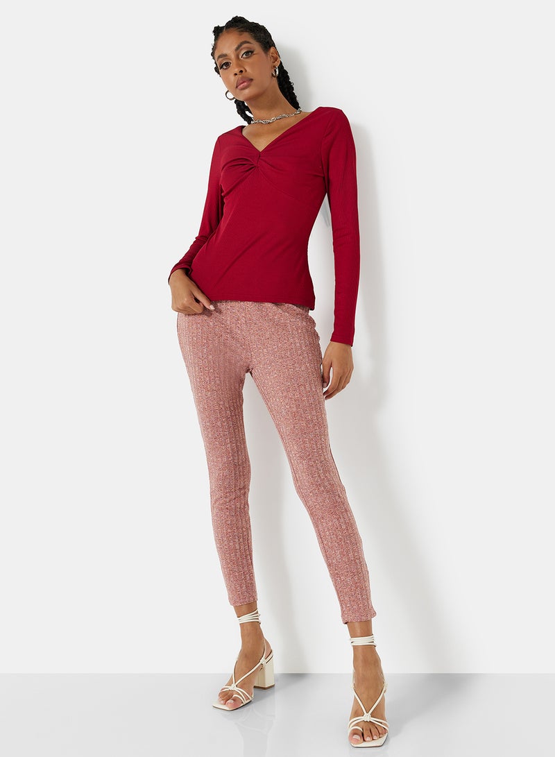 STYLISTPARK - Essential Ribbed High Waist Leggings Red - Image 1