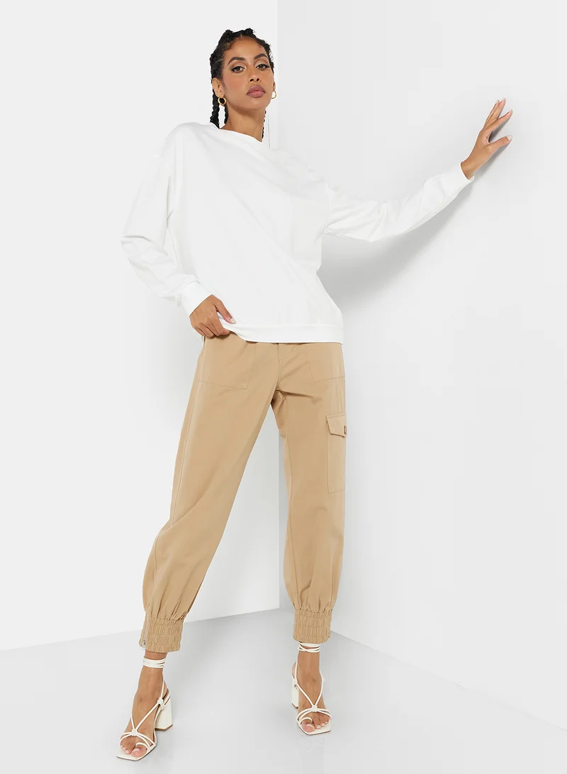 STYLISTPARK Basic Relaxed Long Sleeve Sweatshirt White