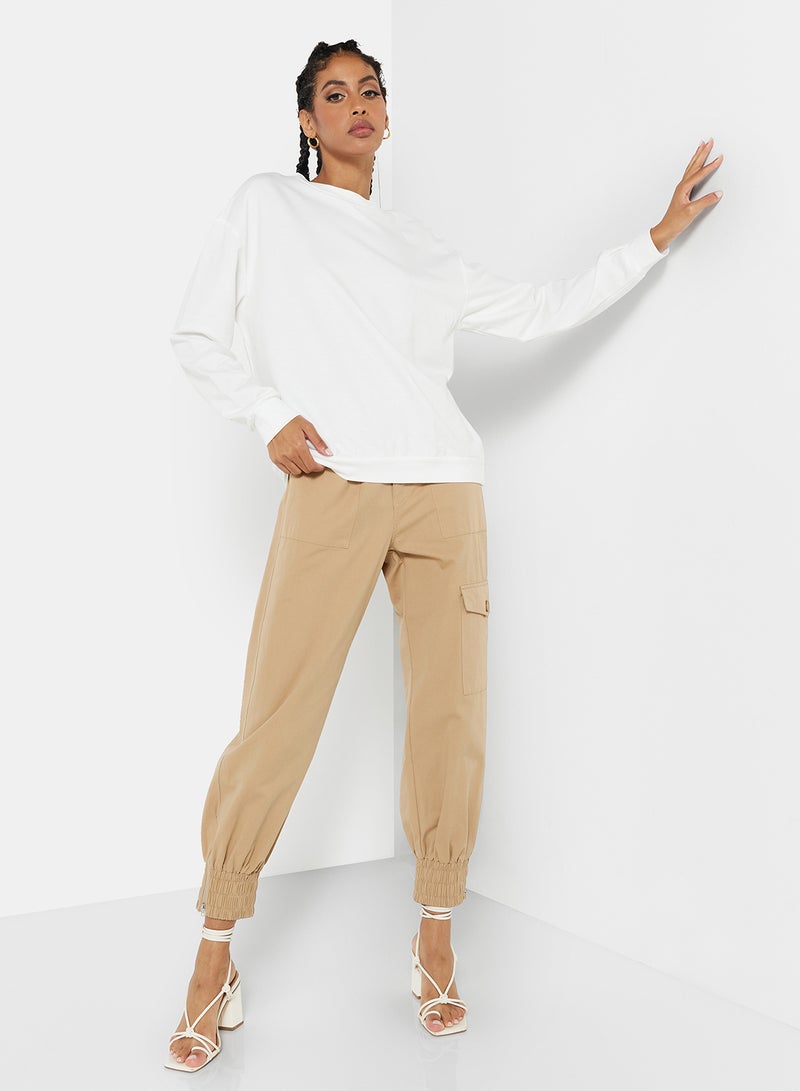 STYLISTPARK - Basic Relaxed Long Sleeve Sweatshirt White - Image 1