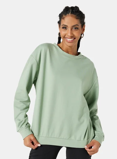 ستايلست بارك Basic Relaxed Long Sleeve Sweatshirt Green