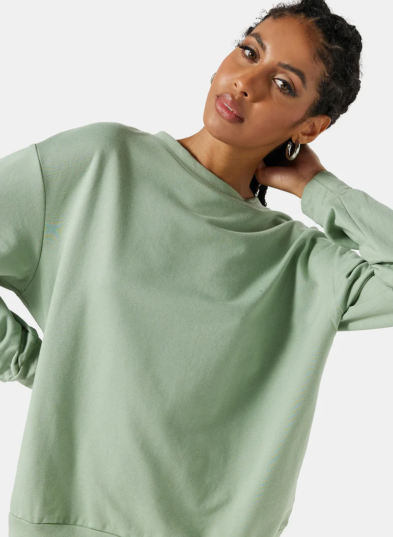 ستايلست بارك Basic Relaxed Long Sleeve Sweatshirt Green
