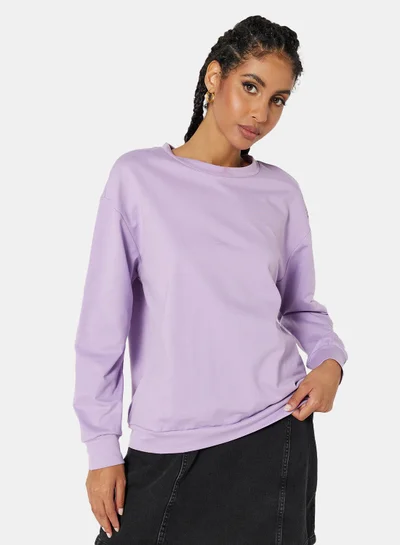 ستايلست بارك Basic Relaxed Long Sleeve Sweatshirt Purple