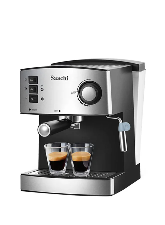 Saachi All-In-One Coffee Maker to make Espresso, Cappuccino and Latte with 15 Bar Steam Pressure Pump, Svivel Steam Jet to Froth Milk and Keep Warm Tray