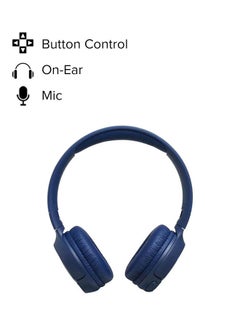 JBL Tune 500BT Wireless On-Ear Headphones with Mic Blue  - Image 2