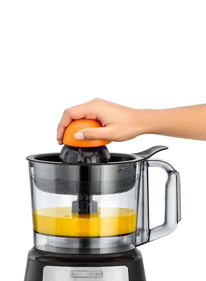 BLACK+DECKER Food Processor, 1.5L Bowl, 29 Functions, Blender, Mill, Juicer, Stainless Steel Blade, 2 Speeds + Pulse, Reversible Slicing & Shredding Disc, Compact 6-in-1 Design, 600 W FX650-B5 Black/Silver