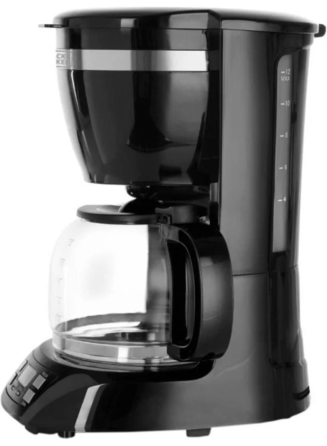 BLACK+DECKER Coffee Maker, 10-Cup Drip Coffee Machine with 1.25L Glass Carafe, Easy-Grip Handle, Drip Stop, Non-Stick Warming Plate, Auto-Shutoff, Boil Dry Protection, 1.25 L 750 W DCM750S-B5 Black/Silver
