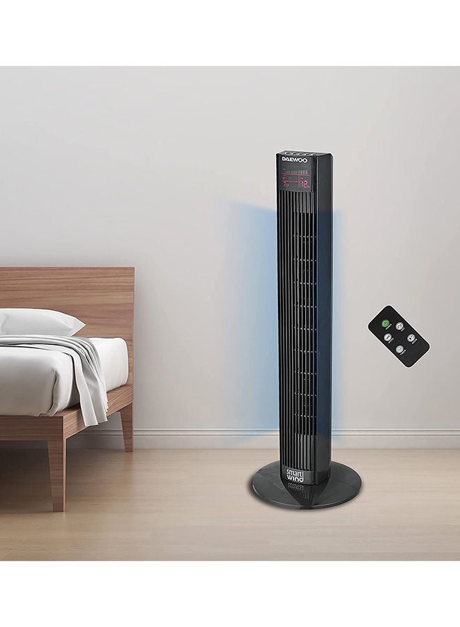 DAEWOO - Digital 3 Speed Tower Fan with Timer and Oscillation 45W Korean Technology DTF36DR Black - Image 1