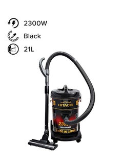 HITACHI Drum Vacuum Cleaner 2300 Watts, 21 Liters Dust Capacity, Removable & Washable Filter, Rug-Floor Nozzle With Multi Angle Head, Best For Home, Office & Mosque, Made In Japan 21 L 2300 W CV9800YJ240BR Black  - Image 1