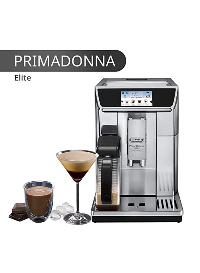 De'Longhi PrimaDonna Elite, 19 Bar, Built in Grinder, Automatic cleaning, 1 L 1450 W ECAM650.85.MS Silver