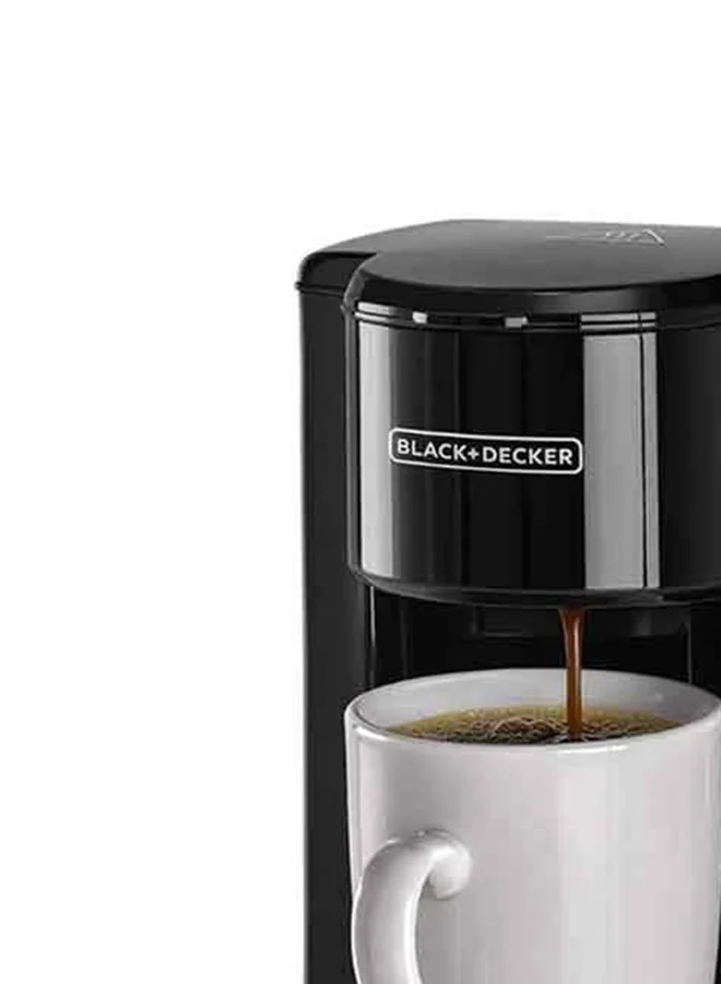BLACK+DECKER Coffee Maker, Compact One-Cup Coffee Machine with Ceramic Mug, Auto Shut-Off, Durable Nylon Filter, One-Button Control, For Drip Espresso, 125 ml 350 W DCM25N-B5 Jet Black