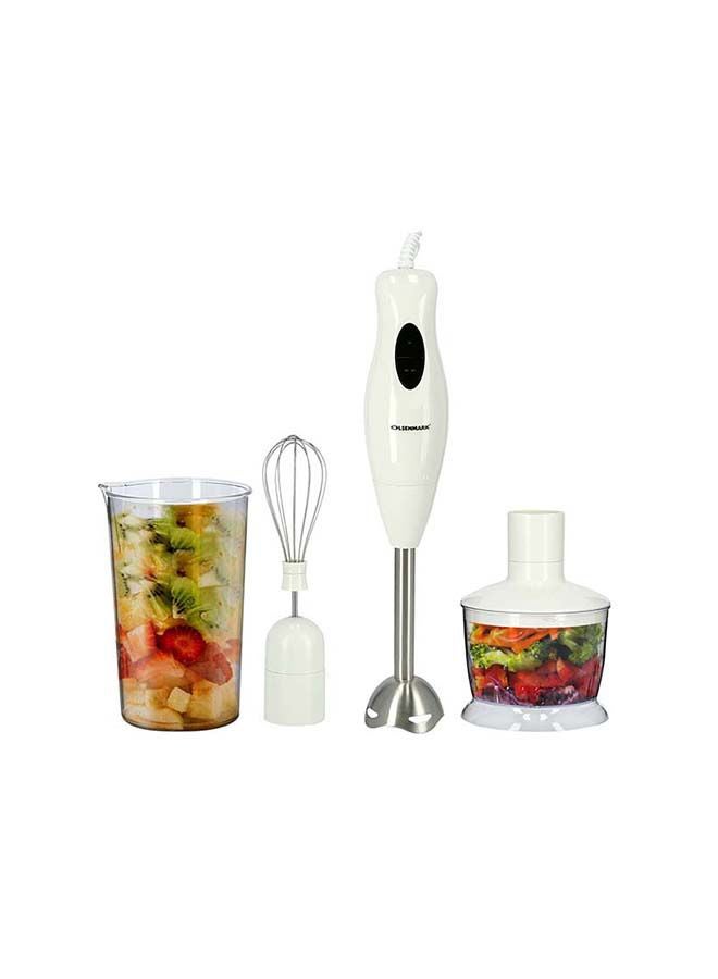 Olsenmark - 4 in 1 Hand Blender with Copper Motor, Anti-Splatter and Stainless Steel Blade &  2 Speed Setting OMHB2353 White/Silver/Black - Image 1