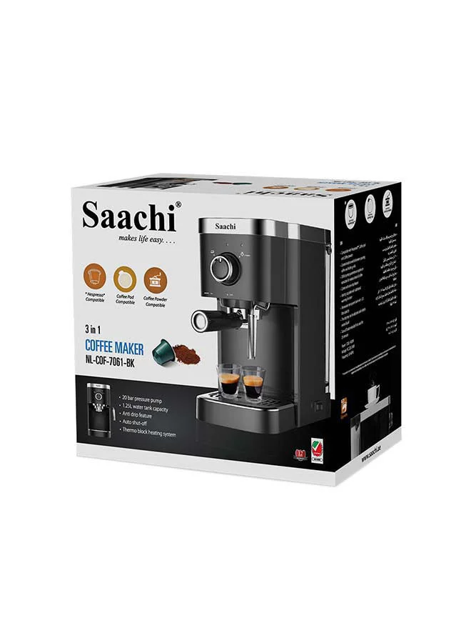 Saachi 3 In 1 Espresso/Capsule Coffee Maker 1.25 L 1450.0 W NL-COF-7061-BK Black