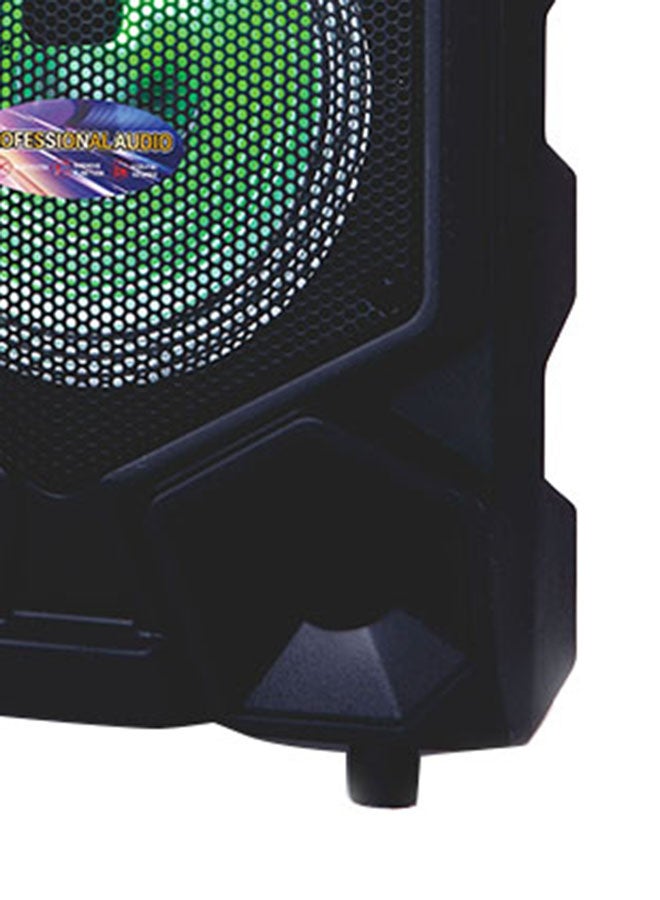 GEEPAS - 8 Inch Trolley Bluetooth  Professional Speaker- One-Wired Microphone, Battery Rechargeable | Karaoke DJ Speaker With LED Lights |USB And Auxiliary Inputs GMS8575 Black - Image 1