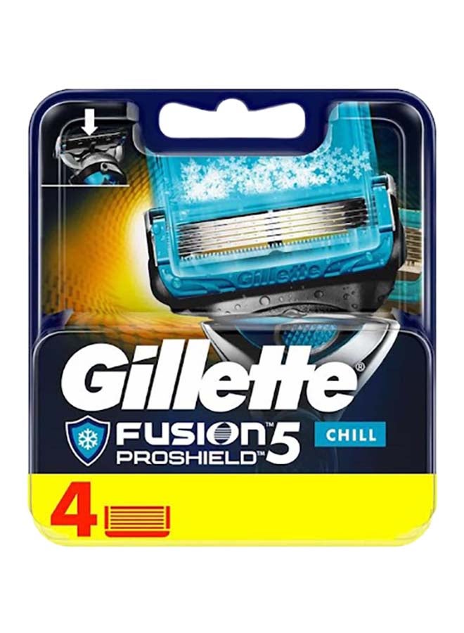 Gillette ProShield5 Chill 4 Blade Refills Blue/Silver  - Image 1