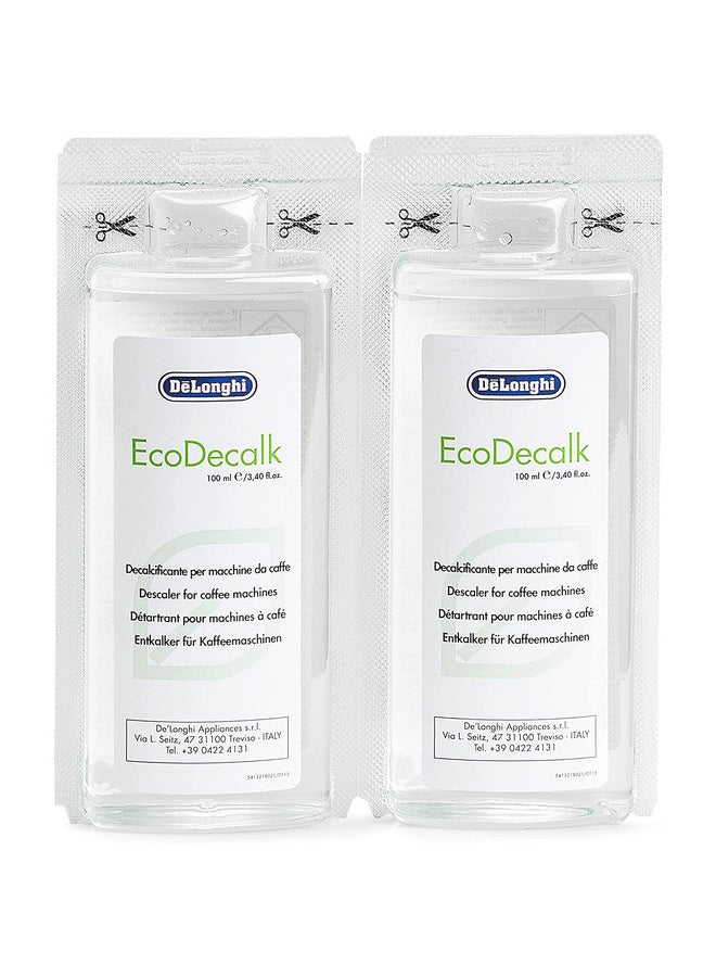 De'Longhi - 2-Piece EcoDecalk Descaler Set For Coffee Machine White 2 x 100ml - Image 1