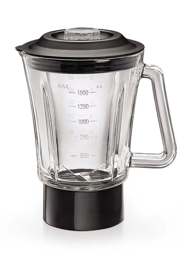 بلاك اند ديكر - خلاط وماكينة صنع السموذي مزودة بوعاء زجاجي ومفرمة ومطحنة 1.5 L 600 W BX600G-B5 أسود/ فضي - Image 1