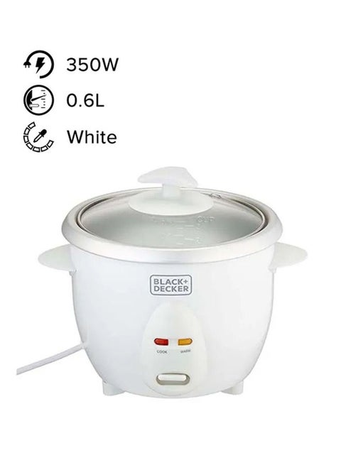 Rice Cooker, Removable NonStick Aluminum Bowl, Steaming Tray, Water Level Indicator, Glass Lid with Cool Touch, Cook and Warm Functions, 220-240V, 0.6 L 350 W RC650-B5 White