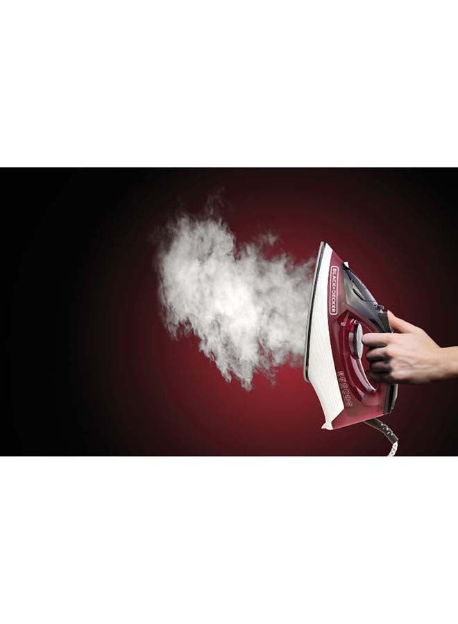 BLACK+DECKER - Steam Iron, Ceramic Coated Soleplate, 300ml Tank, Anti-Calc, Drip-Free, Self-Cleaning, Auto Shutoff, Adjustable Steam, Quick Fabric Settings, Removes Creases, 300 ml 1600 W X1550-B5 Red/Black/White - Image 1