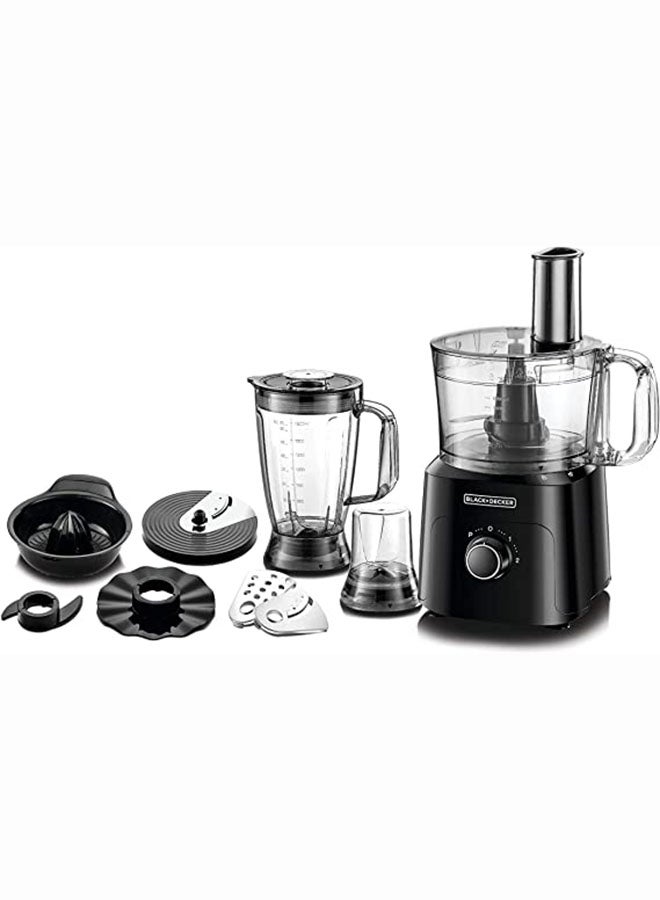 5-in-1 Food Processor, 2L Processing Bowl, 1.8L Blender Jar with Stainless Steel Blades, 34 Functions for Chopping, Slicing, Shredding, Compact Design, 750 W FX775-B5 Black - https://f.nooncdn.com/p/v1668611448/N18197811A_12.jpg?width=original