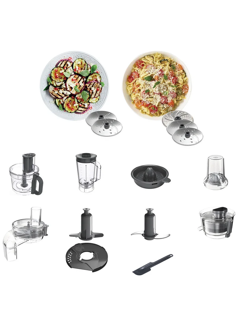 KENWOOD Food Processor, 3L Bowl, 1.5L Blender, 11 Processing Tools, Multi Mill, Grinder, Juicer extractor, Whisk, Dough Maker, Citrus Juicer, Salad Maker, 3 L 1000 W FDP65.880SI silver