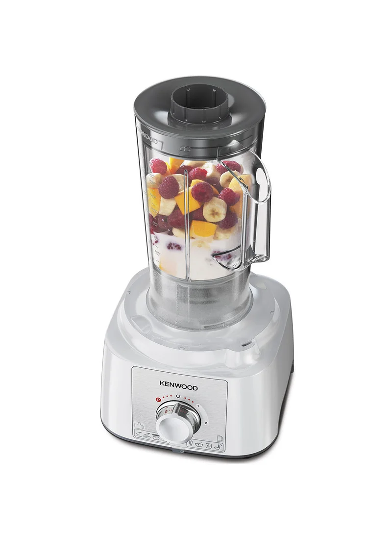 KENWOOD Food Processor, 3L Bowl, 1.5L Blender, 10 Attachments, 3 Stainless Steel Disks, Blender, Grinder, Juicer Extractor, Whisk, Dough Maker, Citrus Juicer - 3 L 1000 W FDP65.750WH White