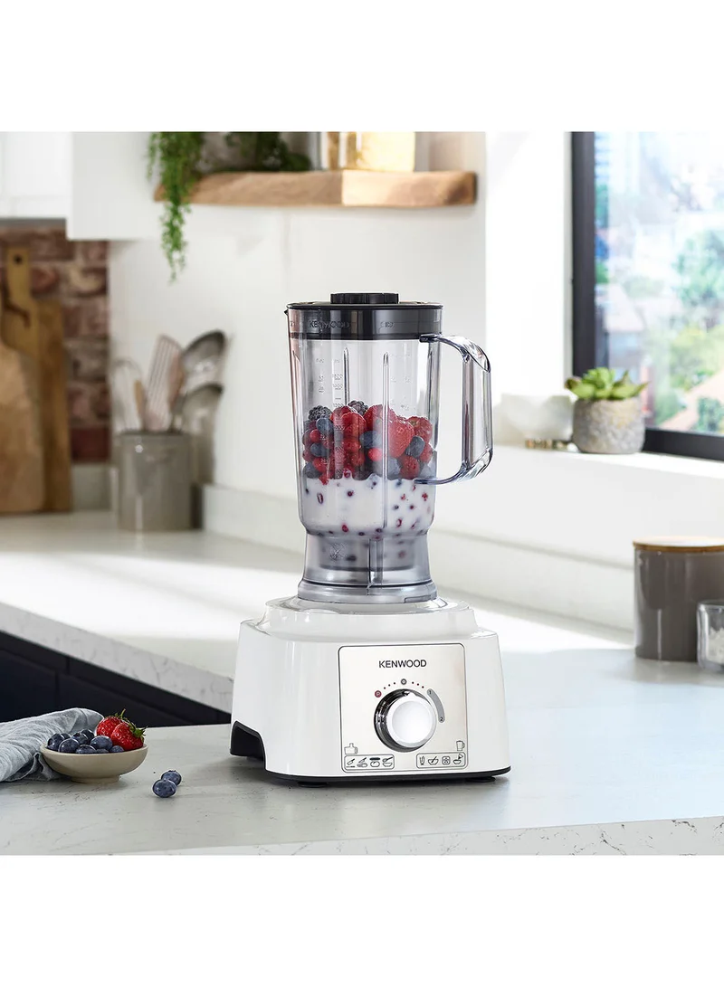 KENWOOD Food Processor, 3L Bowl, 1.5L Blender, 10 Attachments, 3 Stainless Steel Disks, Blender, Grinder, Juicer Extractor, Whisk, Dough Maker, Citrus Juicer - 3 L 1000 W FDP65.750WH White