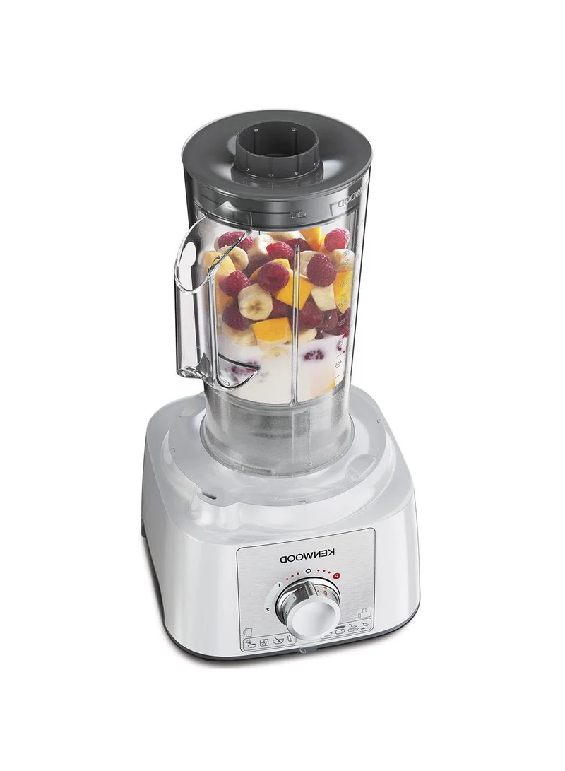 KENWOOD Food Processor, 3L Bowl, 1.5L Blender, 10 Attachments, 3 Stainless Steel Disks, Blender, Grinder, Juicer Extractor, Whisk, Dough Maker, Citrus Juicer - 3 L 1000 W FDP65.750WH White