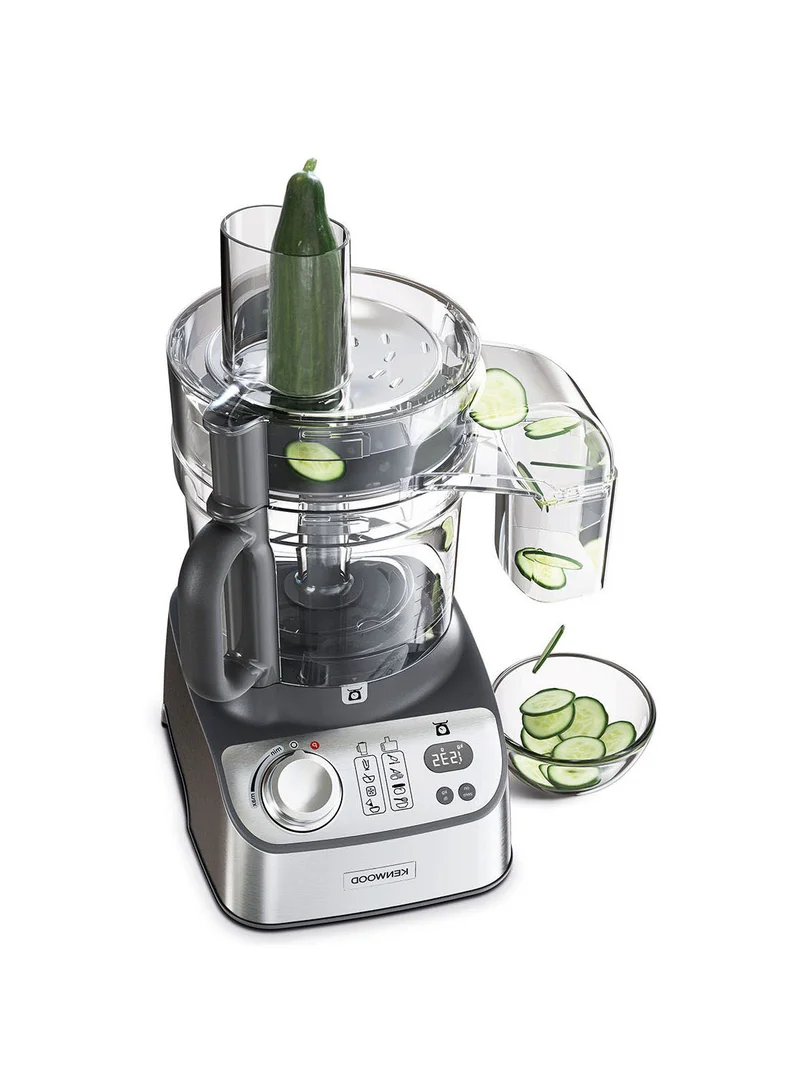 KENWOOD Food Processor, 3L Food Processor, 1.5L Thermo Resist Glass Blender, 11 Processing Attachments, Glass Multi Mill, Juice Extractor, Digital Display, Kitchen Scale, 3 L 1000 W FDM71.980SS silver