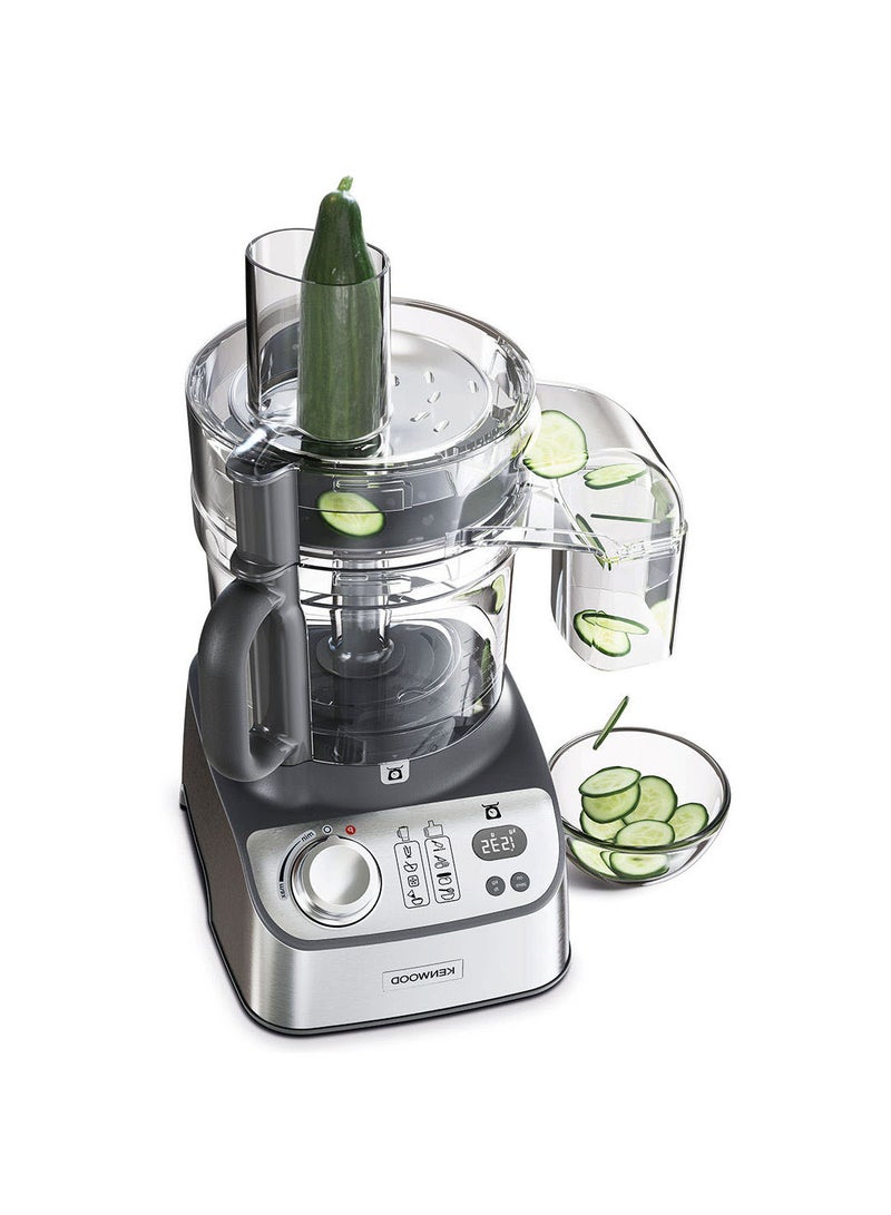 KENWOOD - Food Processor, 3L Food Processor, 1.5L Thermo Resist Glass Blender, 11 Processing Attachments, Glass Multi Mill, Juice Extractor, Digital Display, Kitchen Scale, 3 L 1000 W FDM71.980SS silver - Image 1