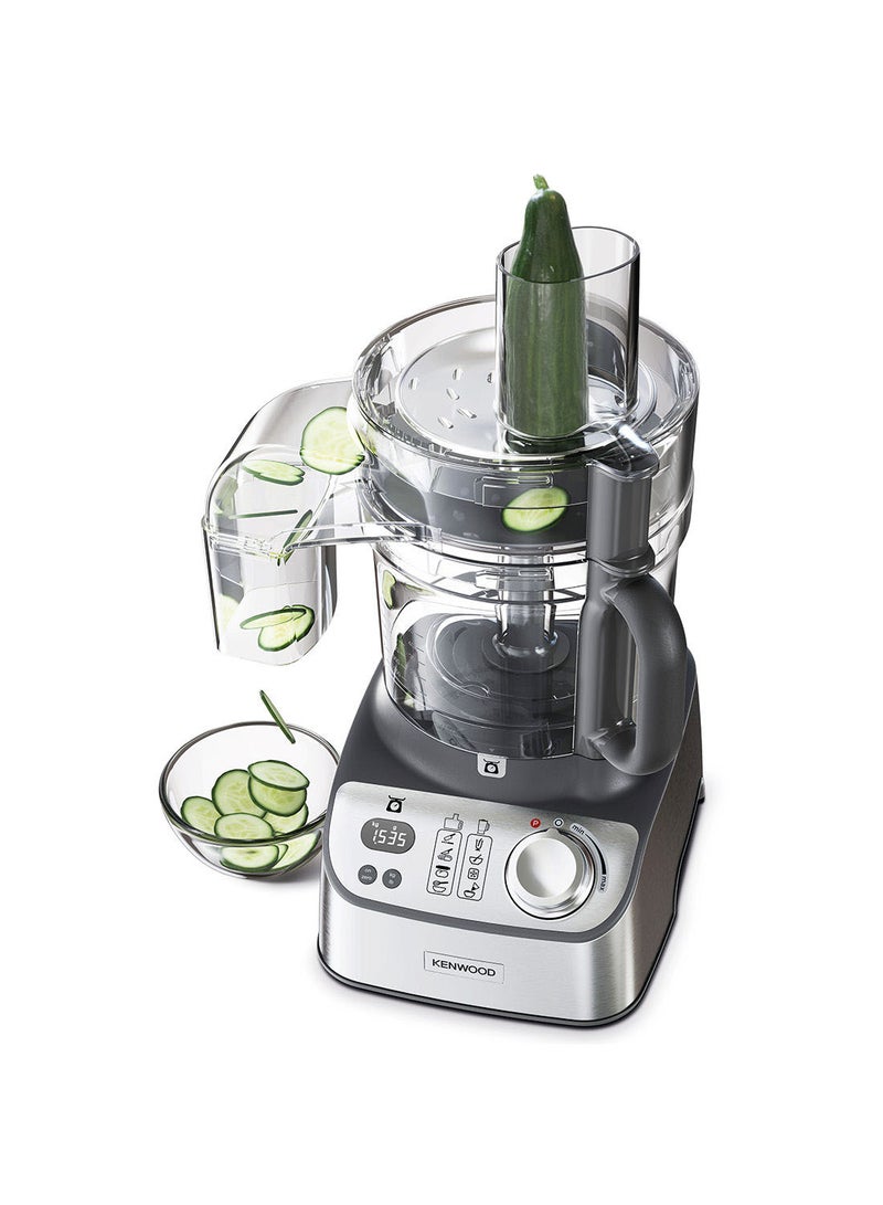 KENWOOD - Food Processor, 3L Food Processor, 1.5L Thermo Resist Glass Blender, 11 Processing Attachments, Glass Multi Mill, Juice Extractor, Digital Display, Kitchen Scale, 3 L 1000 W FDM71.980SS silver - Image 1